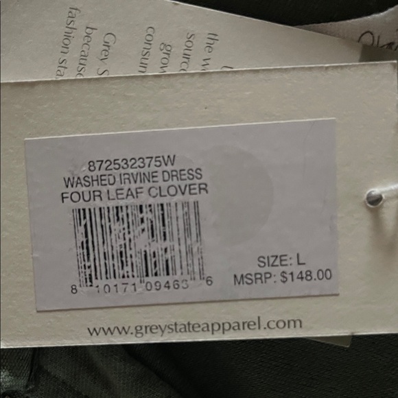 NWT, Grey State Olive Green Utility Dress - Washed Irvine Dress - Picture 9 of 9